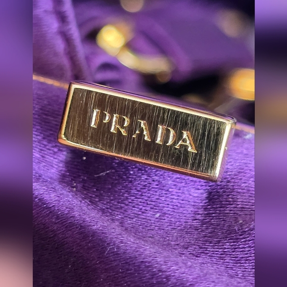 Prada Purple Satin Pleated Raso Clutch - Picture 10 of 13